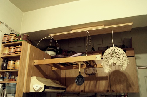 DIY手作 x 廚房掛架、蕾絲吊燈