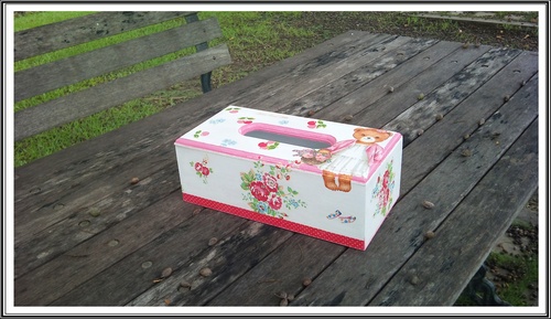 櫻桃小熊掀蓋面紙盒
