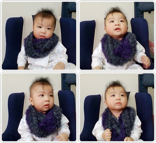 紫灰色毛絨絨熊圍巾